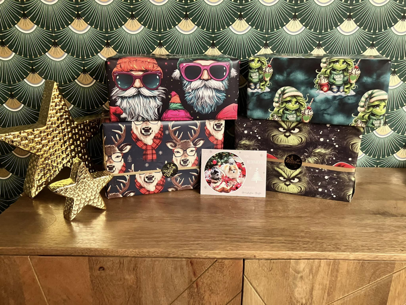 Graustufen-Stoffe Stoff-Adventskalender 2025 - Variante S - 4 exklusive Bio-Eigenproduktionen